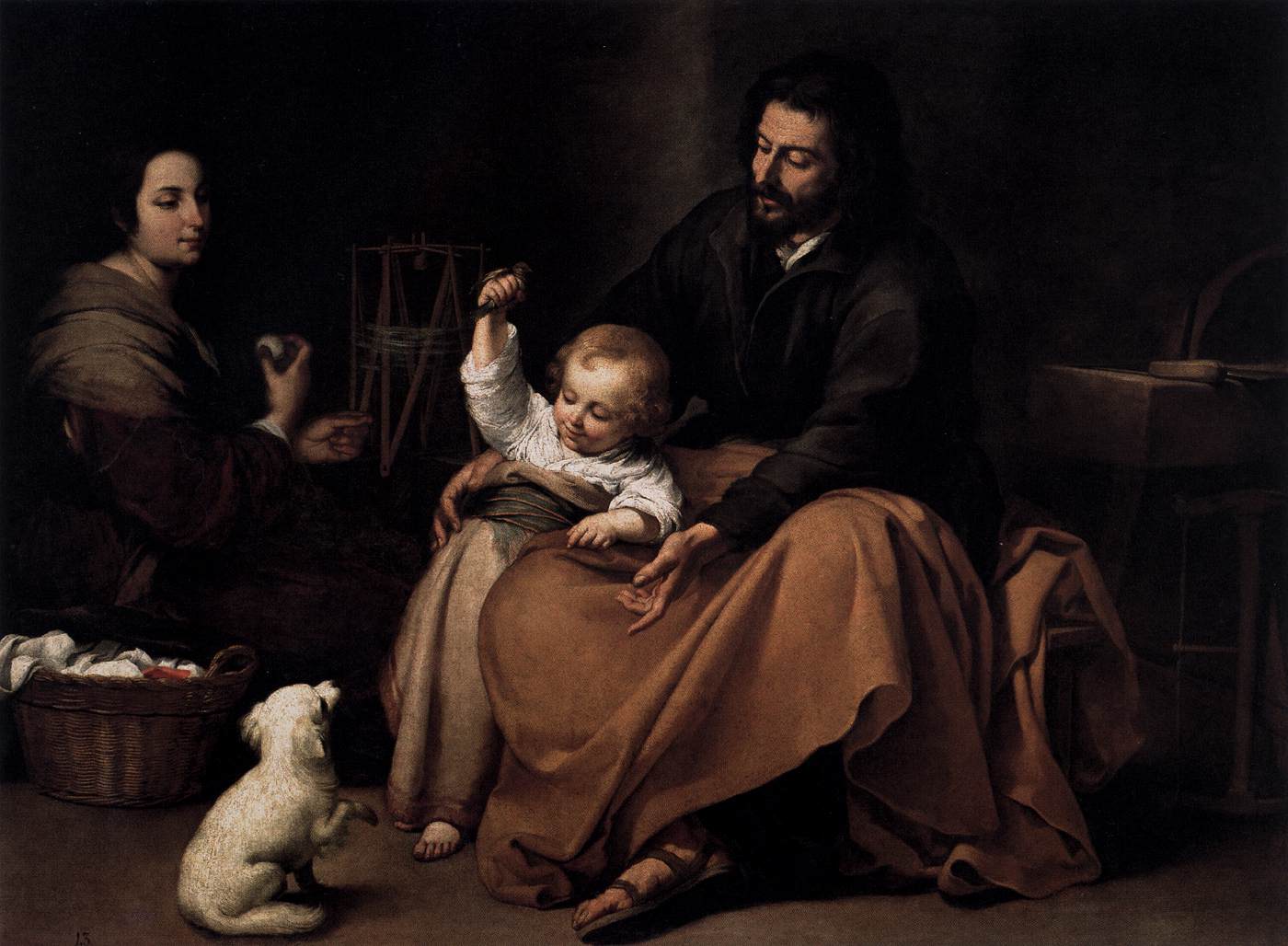 La Sacra Famiglia col cagnolino, dipinto di Bartolomé Esteban Murillo